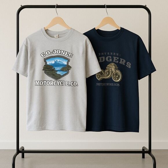Lot of 2 Motorcycle Cotton Tee Shirts Dodgers and Guatemala Sz M - Picture 1 of 15